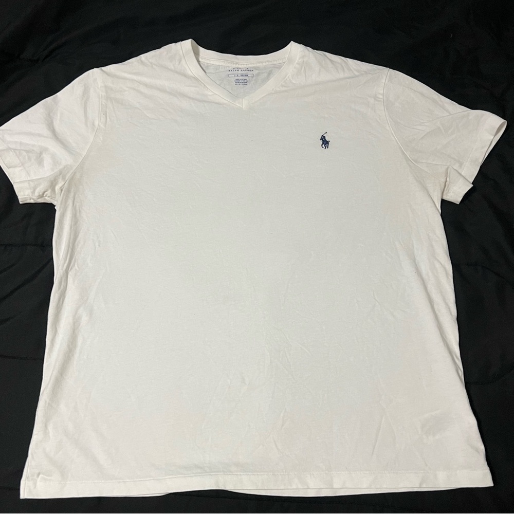 White Polo V Neck T Shirt